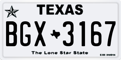 TX license plate BGX3167