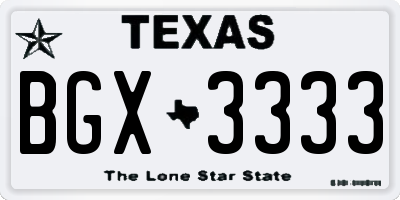 TX license plate BGX3333