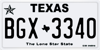 TX license plate BGX3340