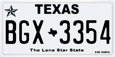 TX license plate BGX3354