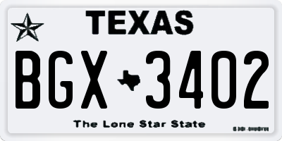 TX license plate BGX3402