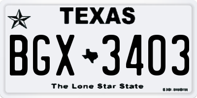 TX license plate BGX3403
