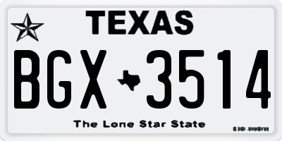 TX license plate BGX3514