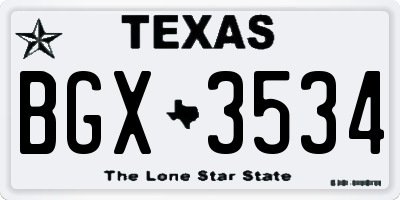 TX license plate BGX3534