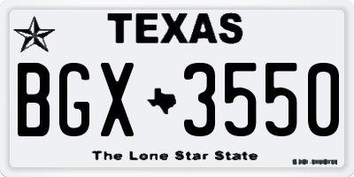 TX license plate BGX3550
