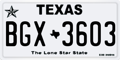 TX license plate BGX3603