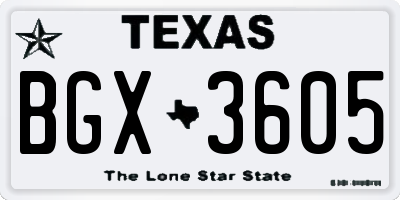 TX license plate BGX3605