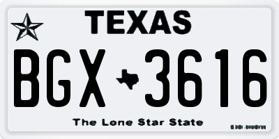TX license plate BGX3616