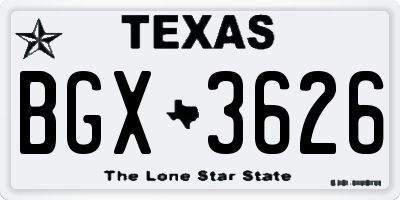 TX license plate BGX3626