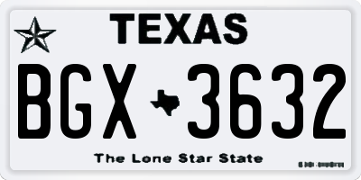 TX license plate BGX3632