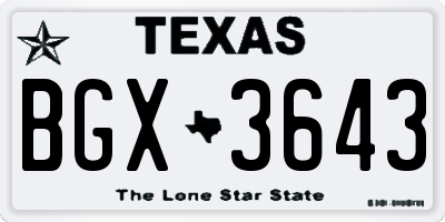 TX license plate BGX3643
