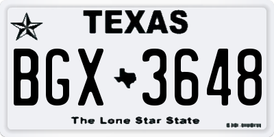 TX license plate BGX3648