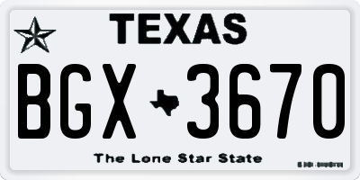 TX license plate BGX3670