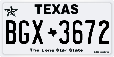 TX license plate BGX3672