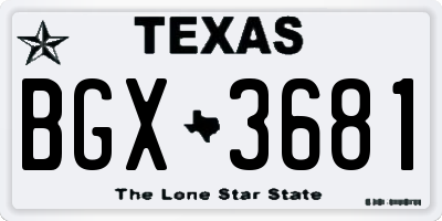TX license plate BGX3681