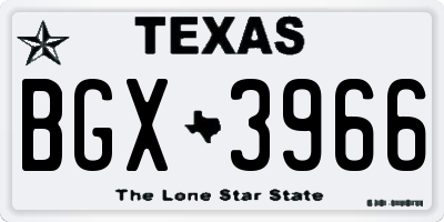 TX license plate BGX3966