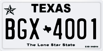 TX license plate BGX4001