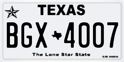 TX license plate BGX4007