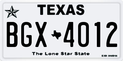 TX license plate BGX4012