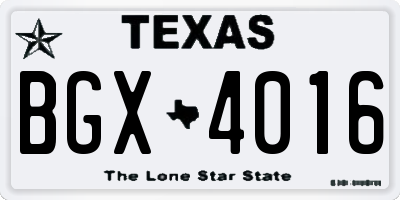 TX license plate BGX4016