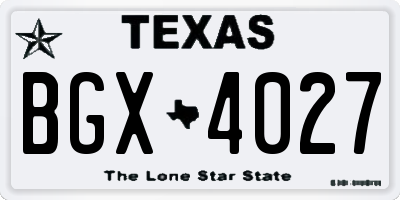 TX license plate BGX4027