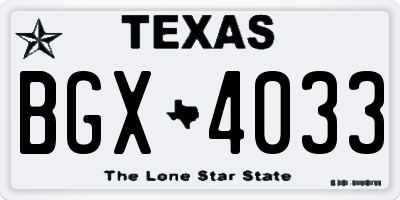 TX license plate BGX4033