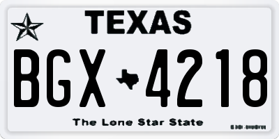TX license plate BGX4218