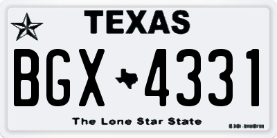 TX license plate BGX4331