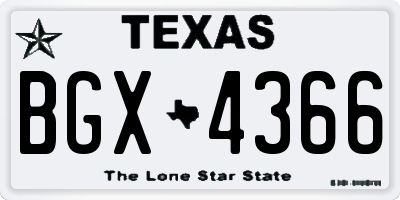 TX license plate BGX4366