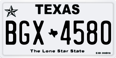 TX license plate BGX4580