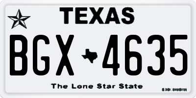 TX license plate BGX4635