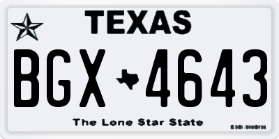 TX license plate BGX4643