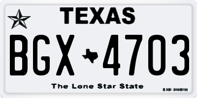 TX license plate BGX4703