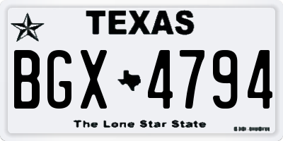TX license plate BGX4794