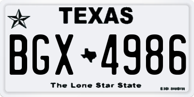 TX license plate BGX4986