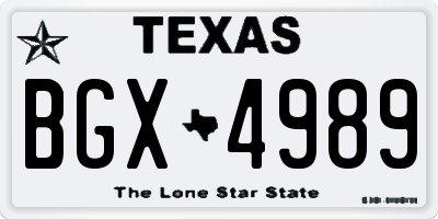 TX license plate BGX4989