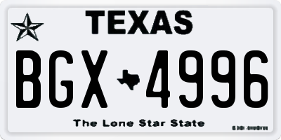 TX license plate BGX4996