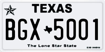 TX license plate BGX5001