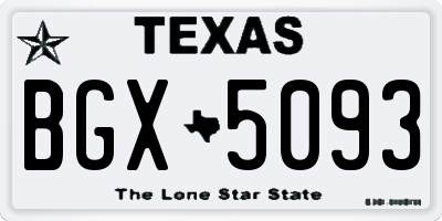 TX license plate BGX5093