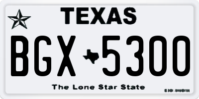 TX license plate BGX5300