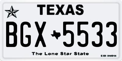 TX license plate BGX5533
