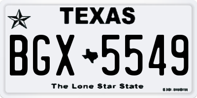 TX license plate BGX5549
