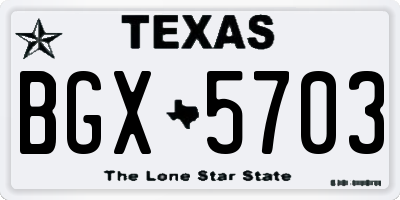 TX license plate BGX5703