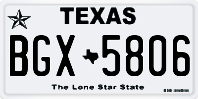 TX license plate BGX5806