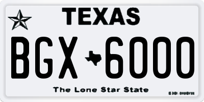 TX license plate BGX6000