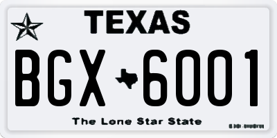 TX license plate BGX6001