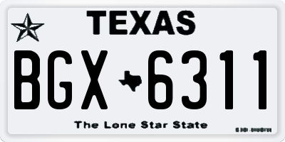 TX license plate BGX6311