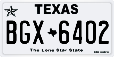 TX license plate BGX6402