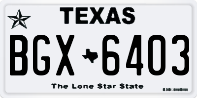 TX license plate BGX6403