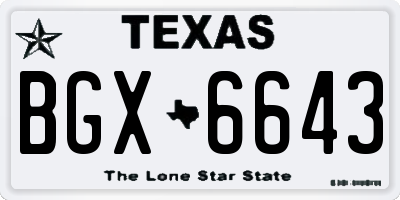 TX license plate BGX6643